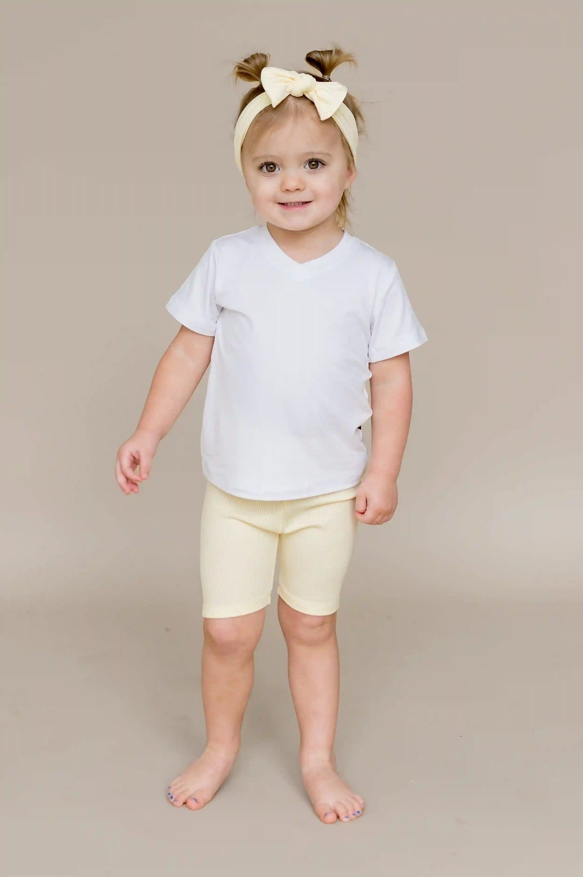 Ribbed Toddler Biker Shorts in Chamomile