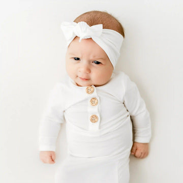 Knotted Bow Headband in Cloud