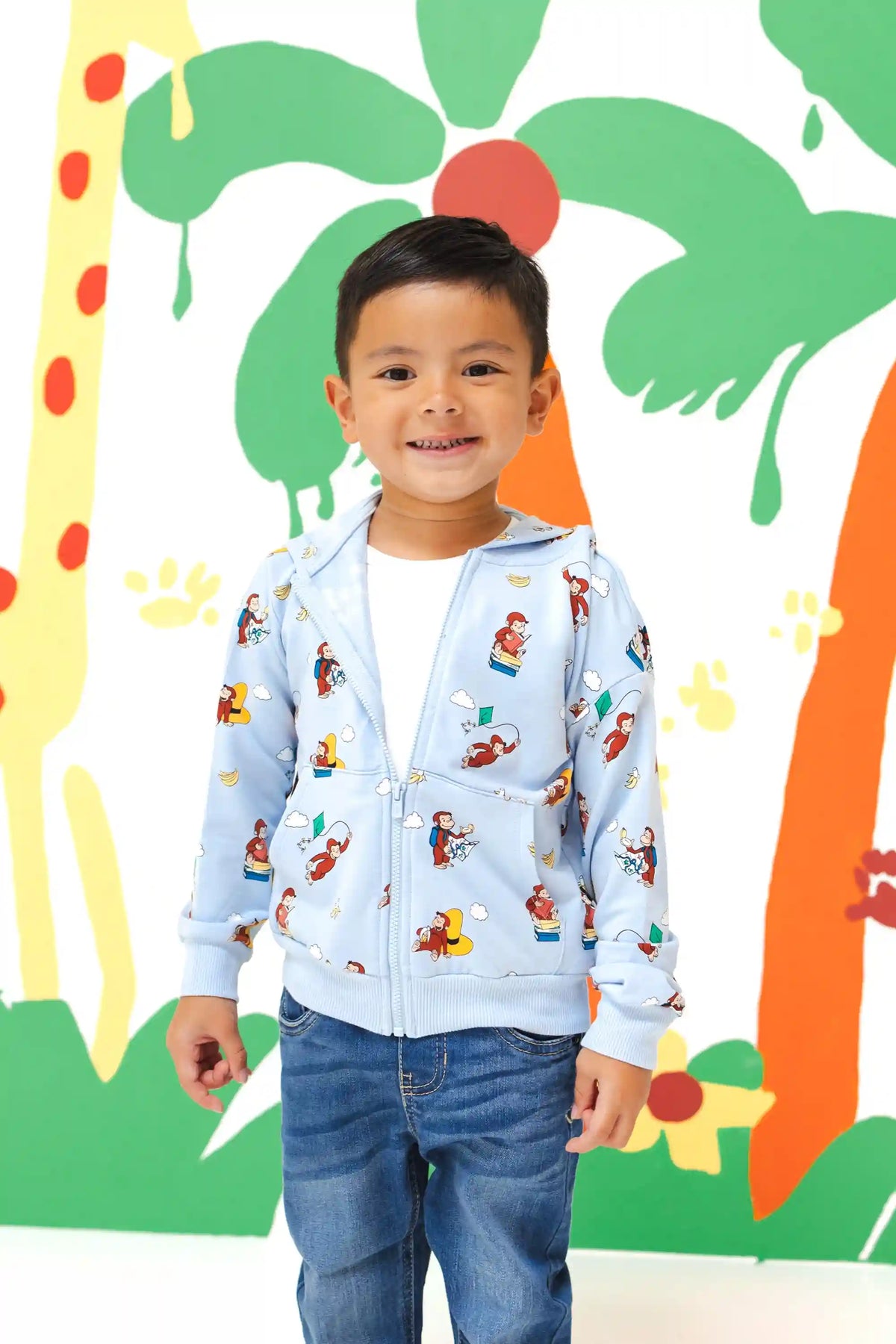 Zip-Up Hoodie in Curious George