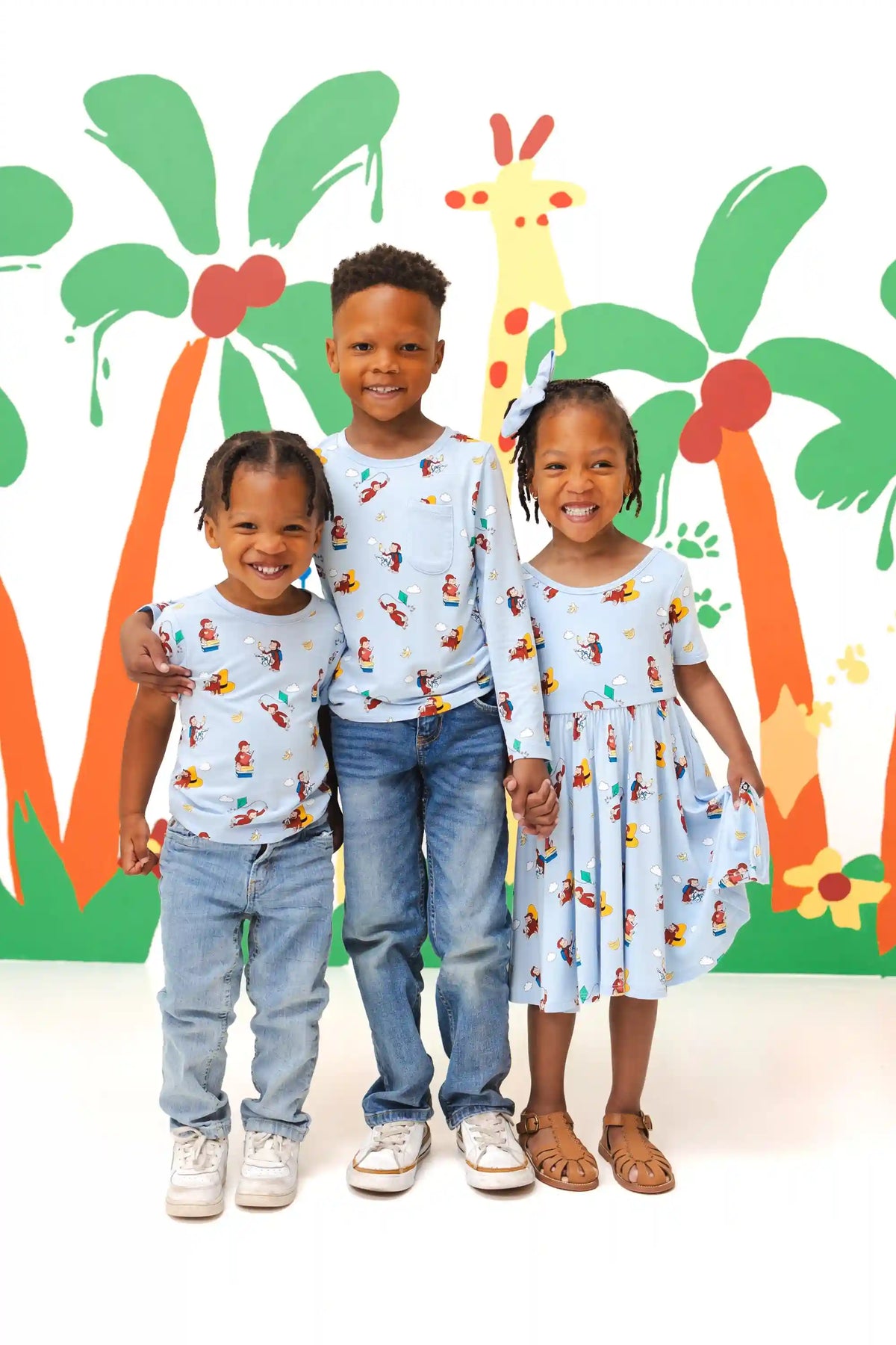 Long Sleeve Toddler Crew Neck Tee in Curious George