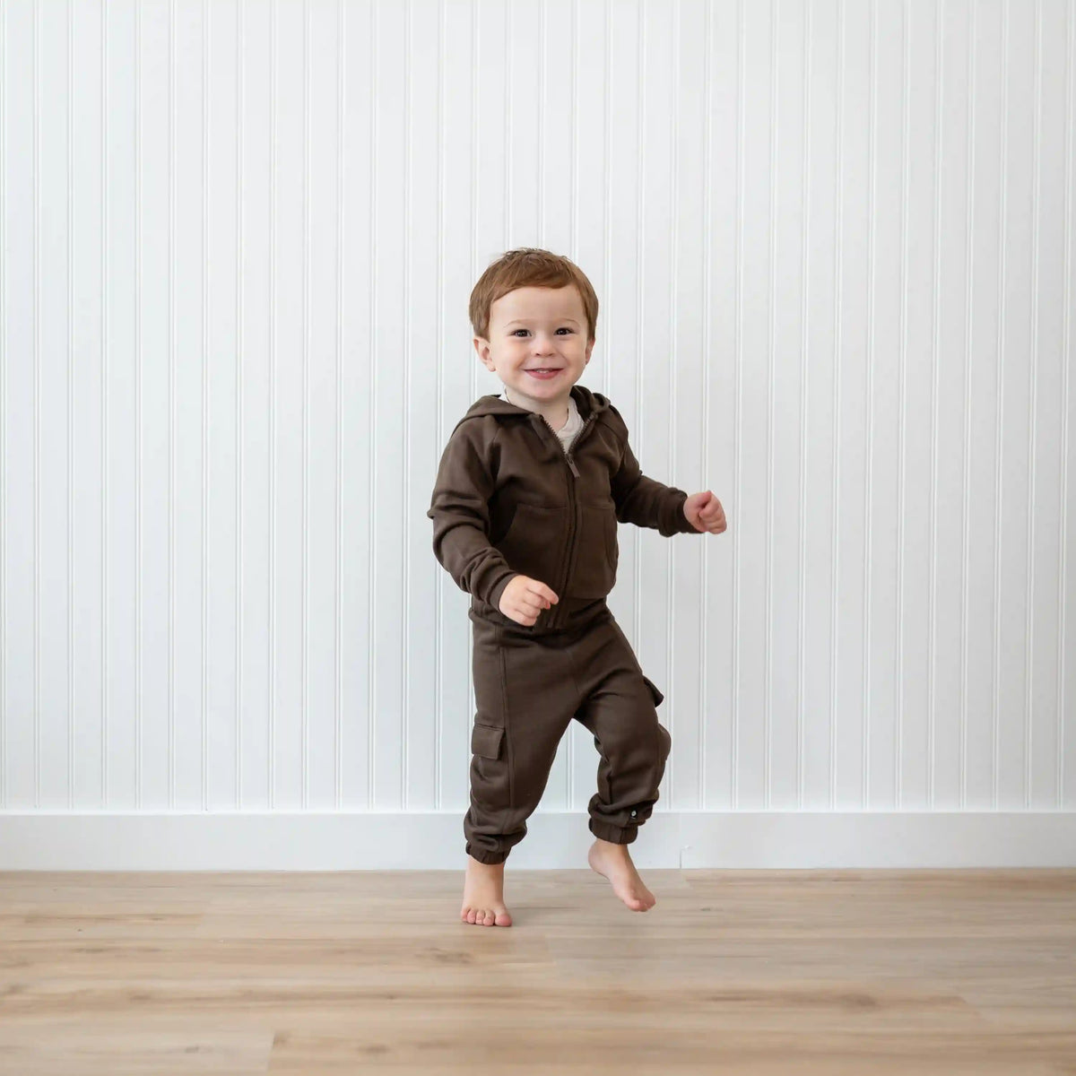 Fleece Zip Up Hoodie in Espresso