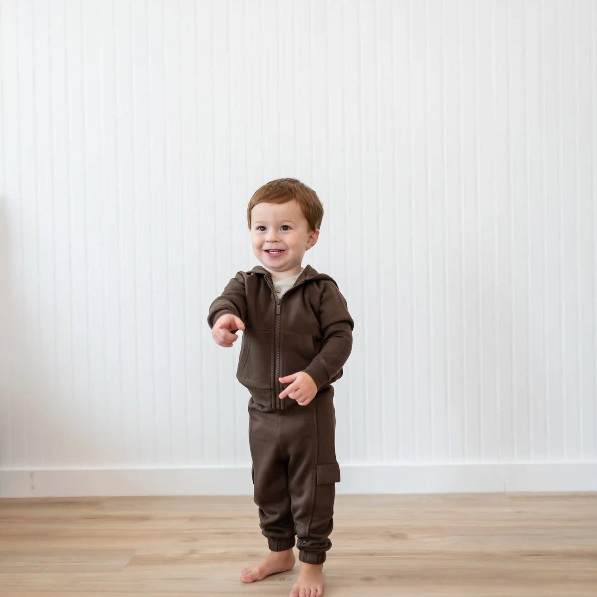 Fleece Zip Up Hoodie in Espresso
