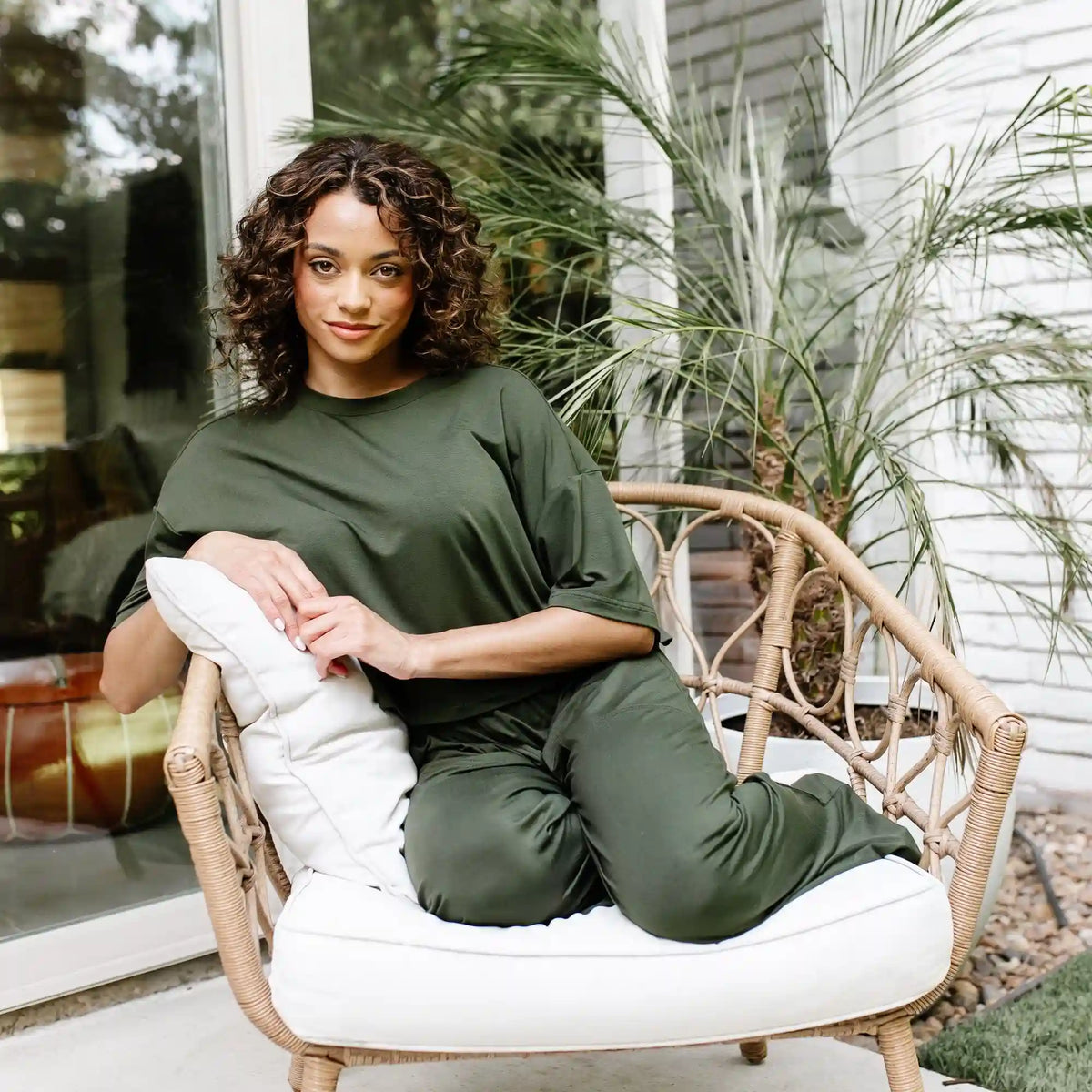 Women's Short Sleeve Boxy Tee in Fir