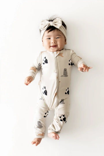 Zippered Romper in Fluffy Cat