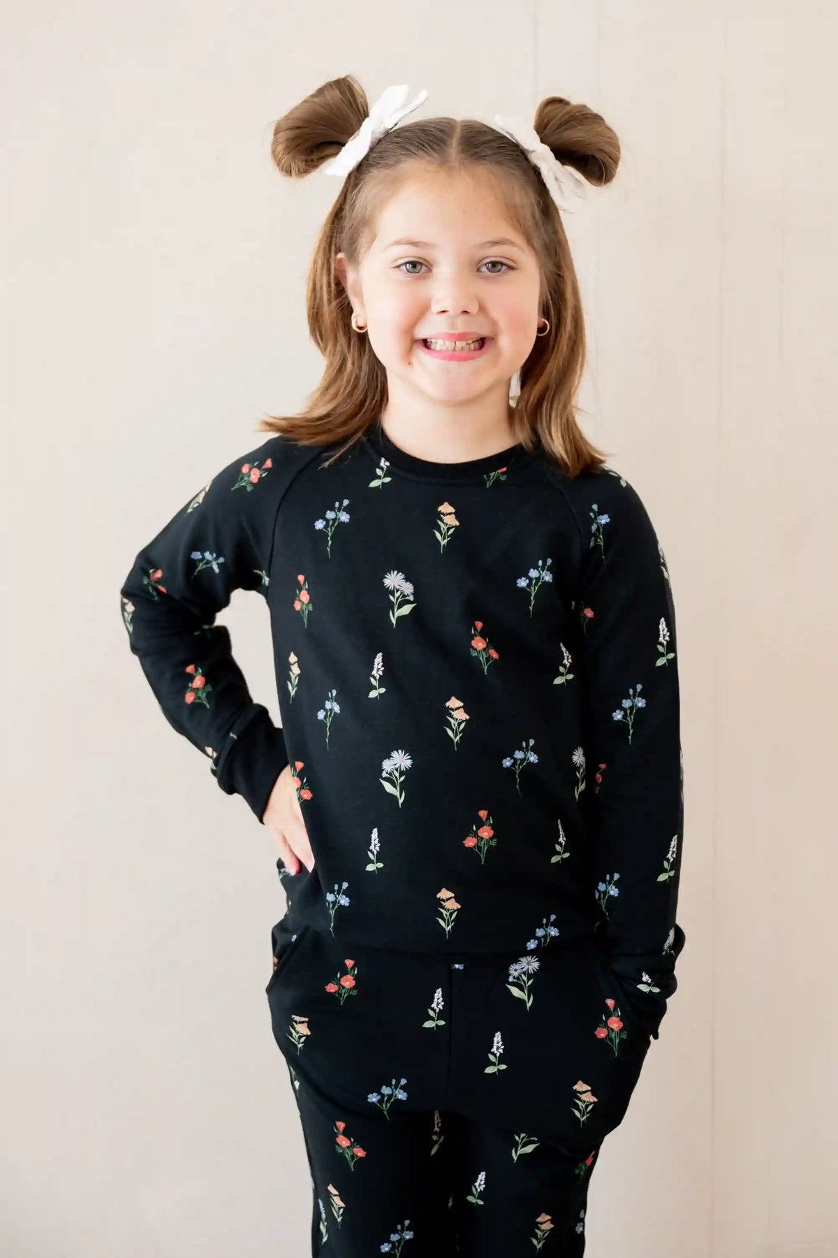 Long Sleeve Jogger Set in Midnight Wildflower