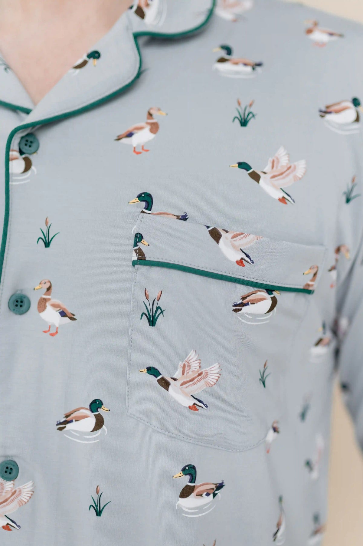 Men's Long Sleeve Pajama Set in Mallard Duck