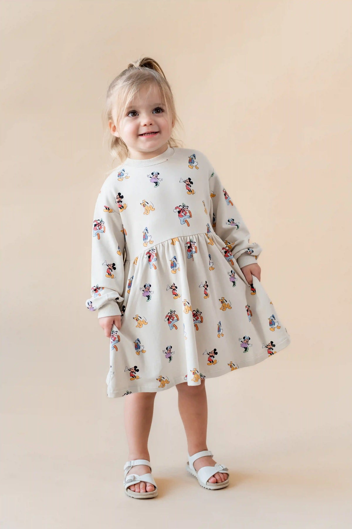 Long Sleeve Skater Dress in Mickey Mouse and Friends