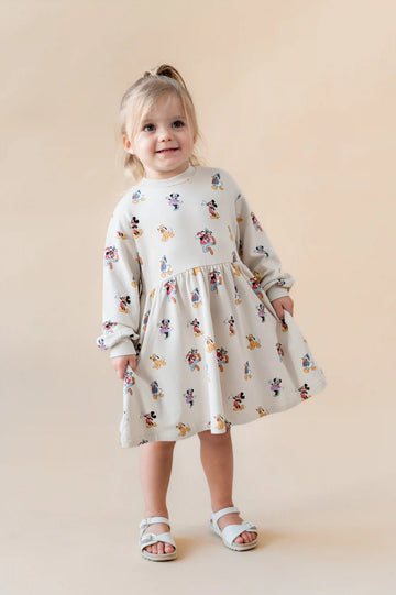 Long Sleeve Skater Dress in Mickey Mouse and Friends