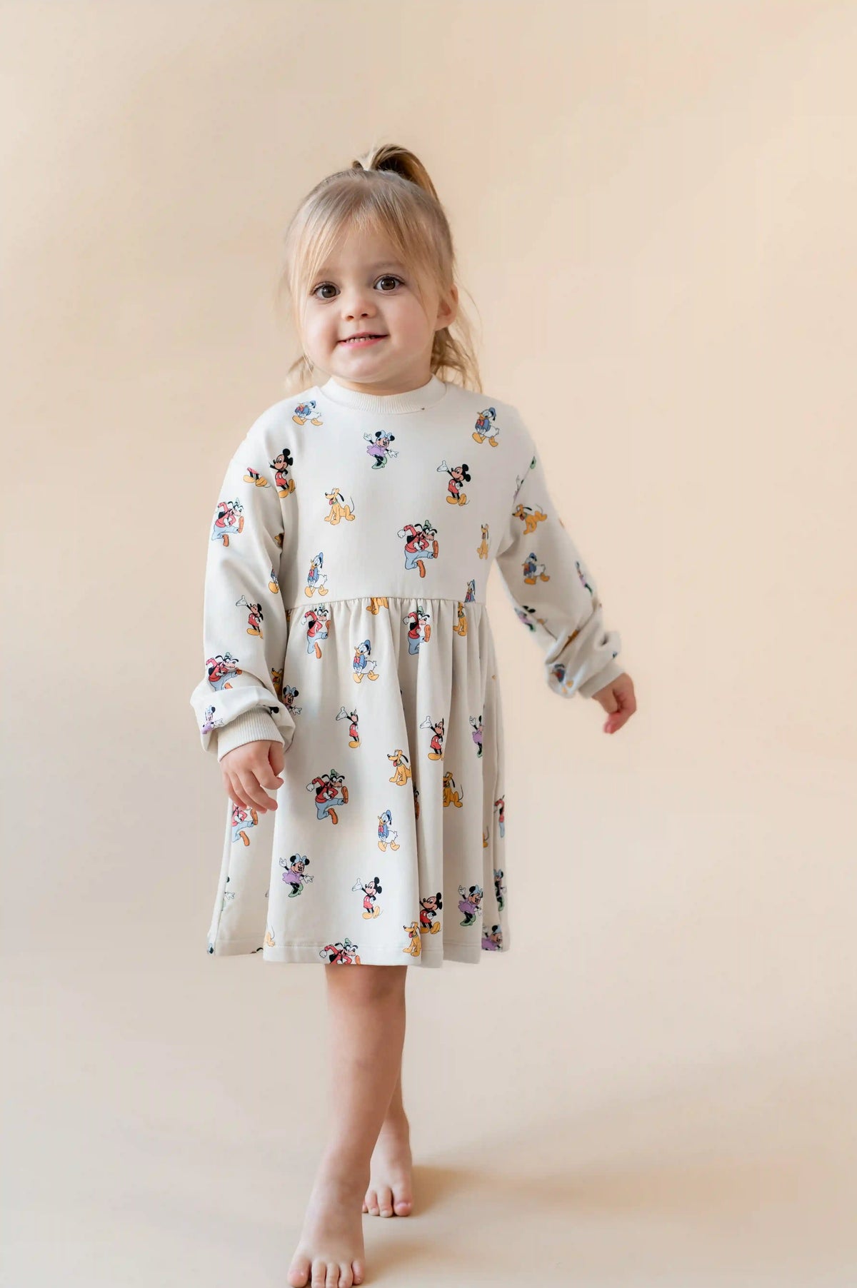 Long Sleeve Skater Dress in Mickey Mouse and Friends