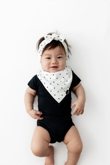 Bib in Midnight Polka Dot