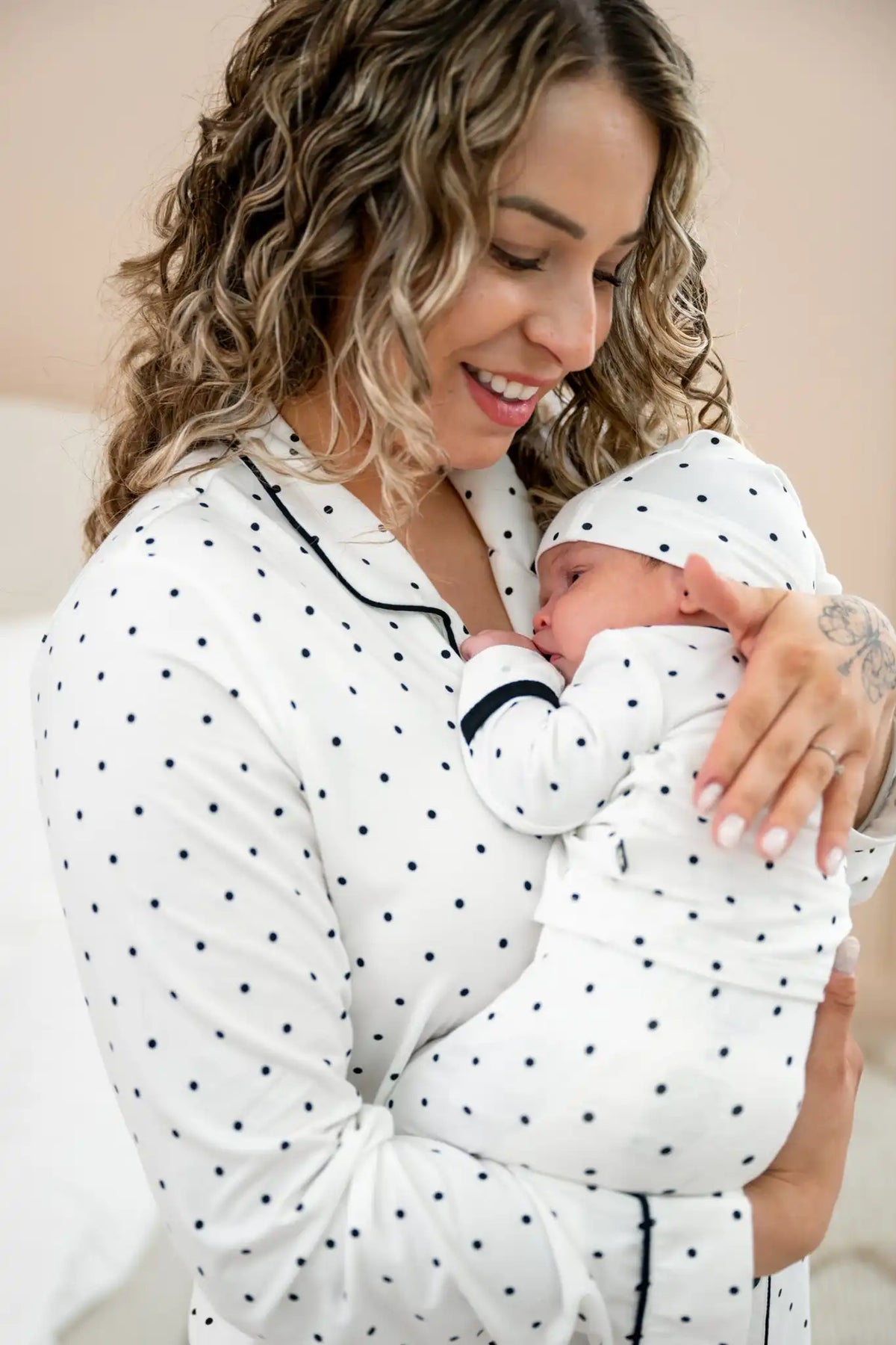 Take Me Home Set with Cap in Midnight Polka Dot
