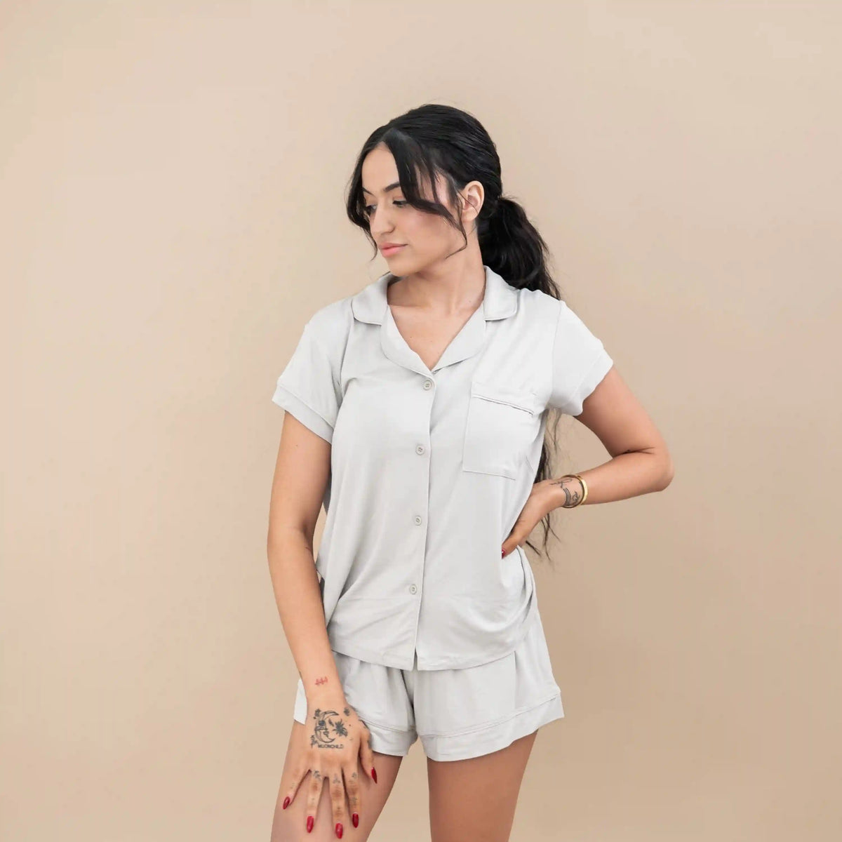 Women’s Short Sleeve Pajama Set in Oat