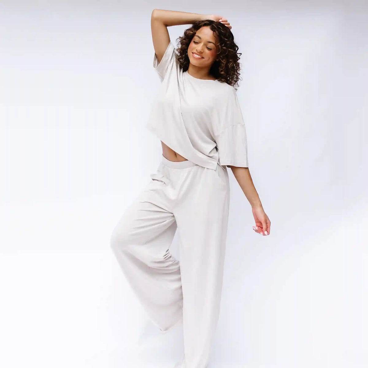 Women's Short Sleeve Boxy Tee in Oat