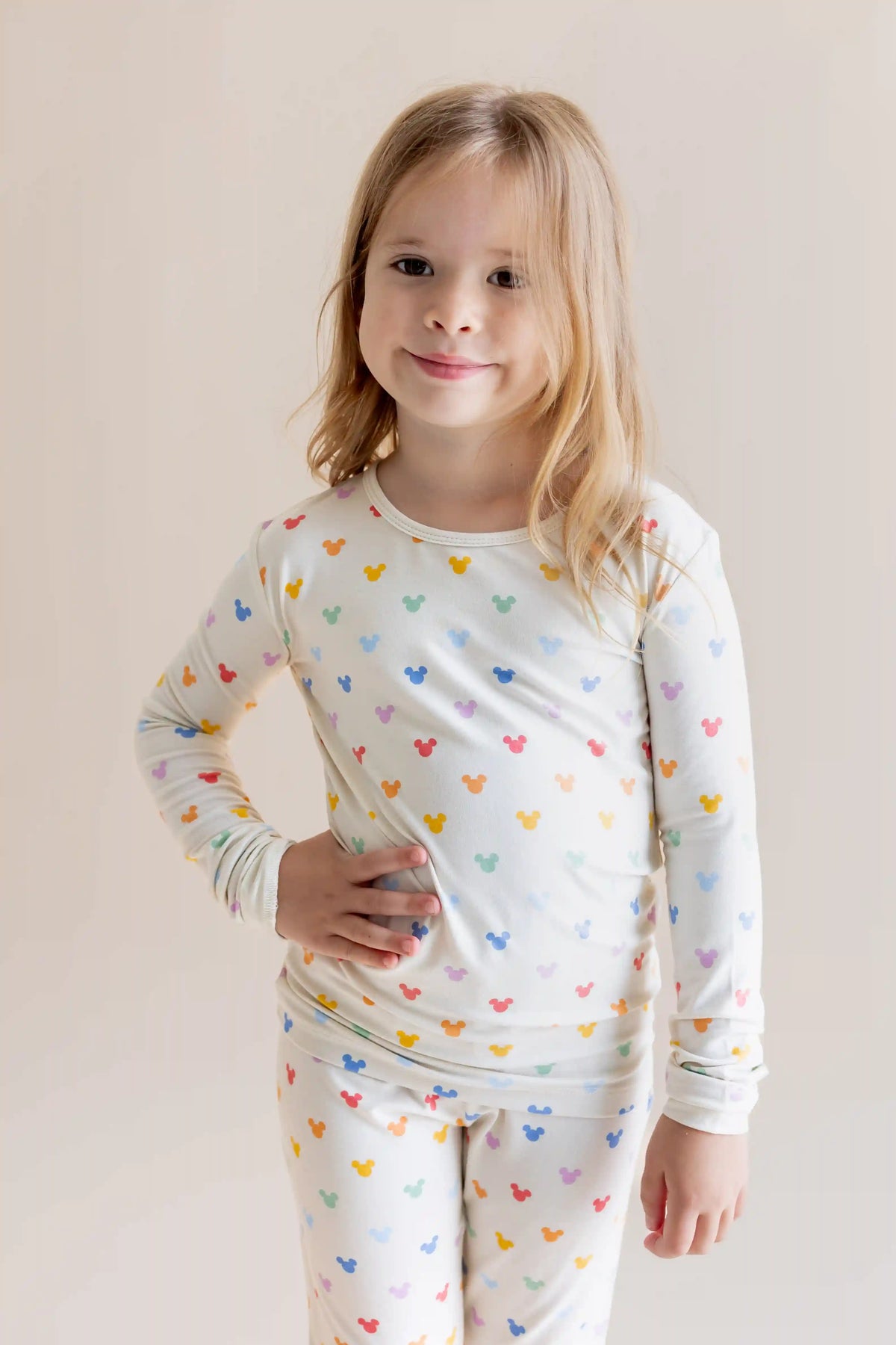 Long Sleeve Pajamas in Pastel Mickey Mouse