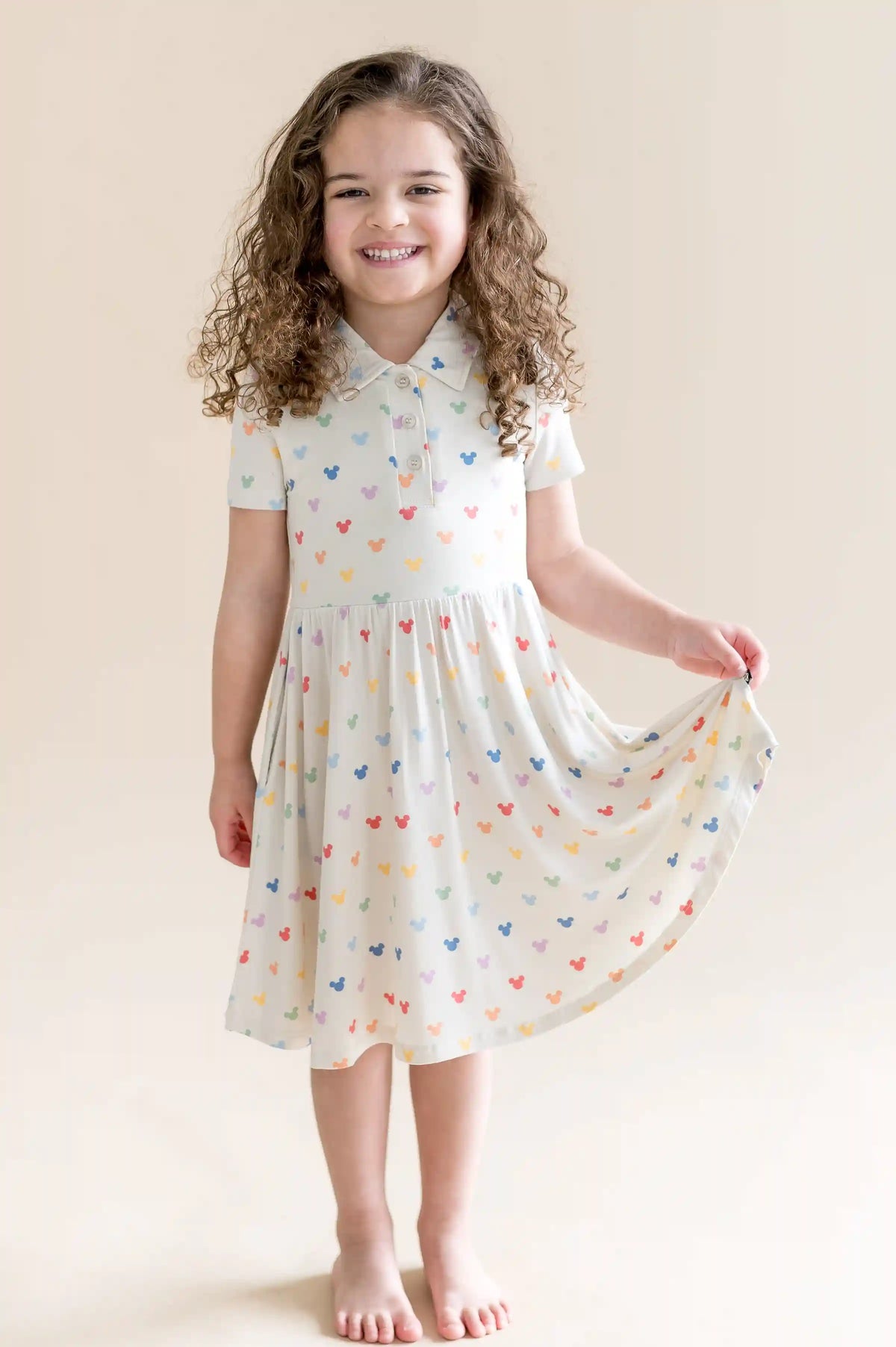 Polo Dress in Pastel Mickey Mouse