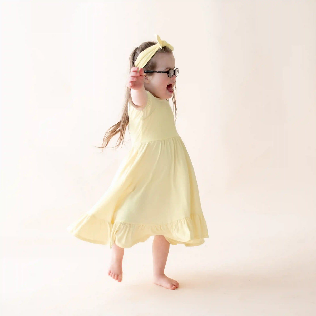 Puff Sleeve Twirl Dress in Chamomile