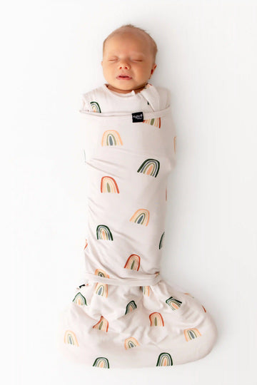 Sleep Bag Swaddler in Retro Rainbow 1.0