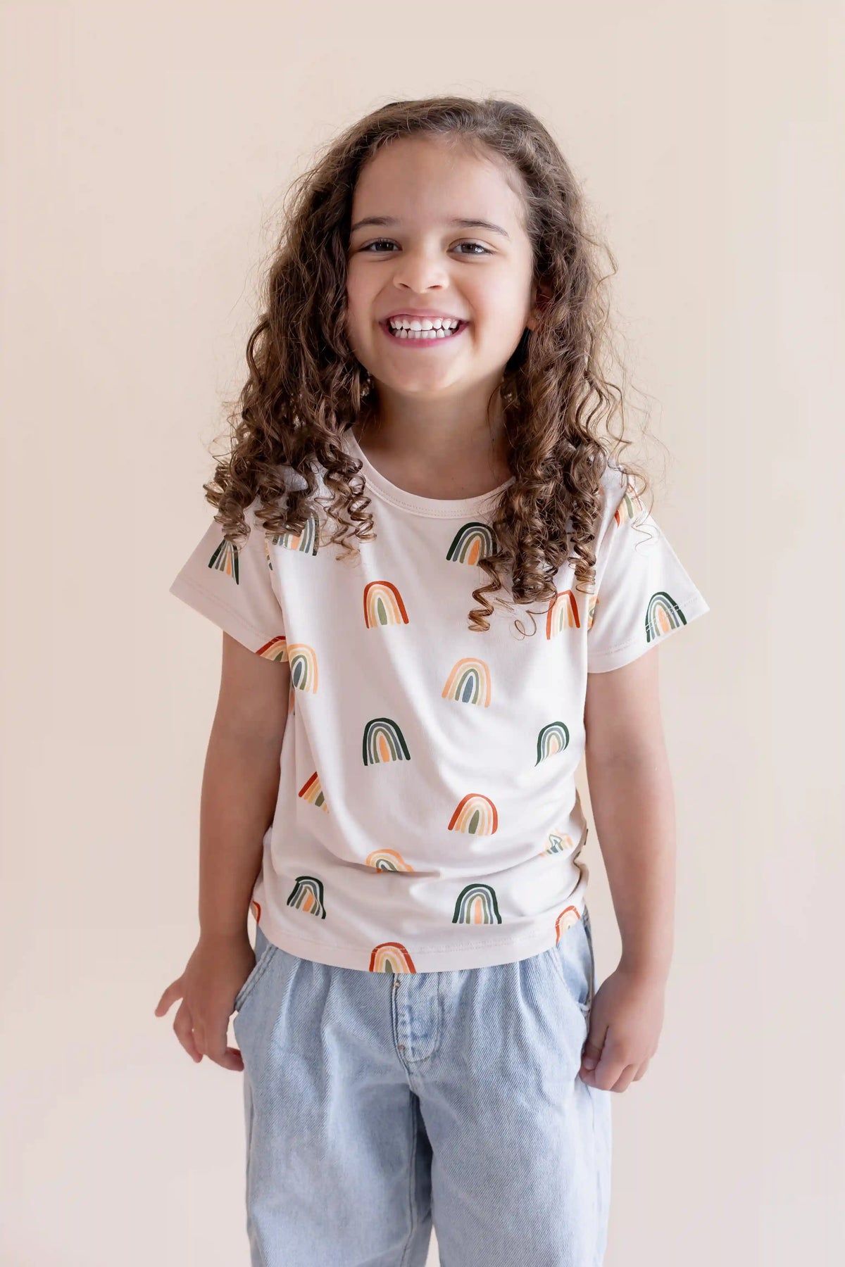 Toddler Basic Tee in Retro Rainbow