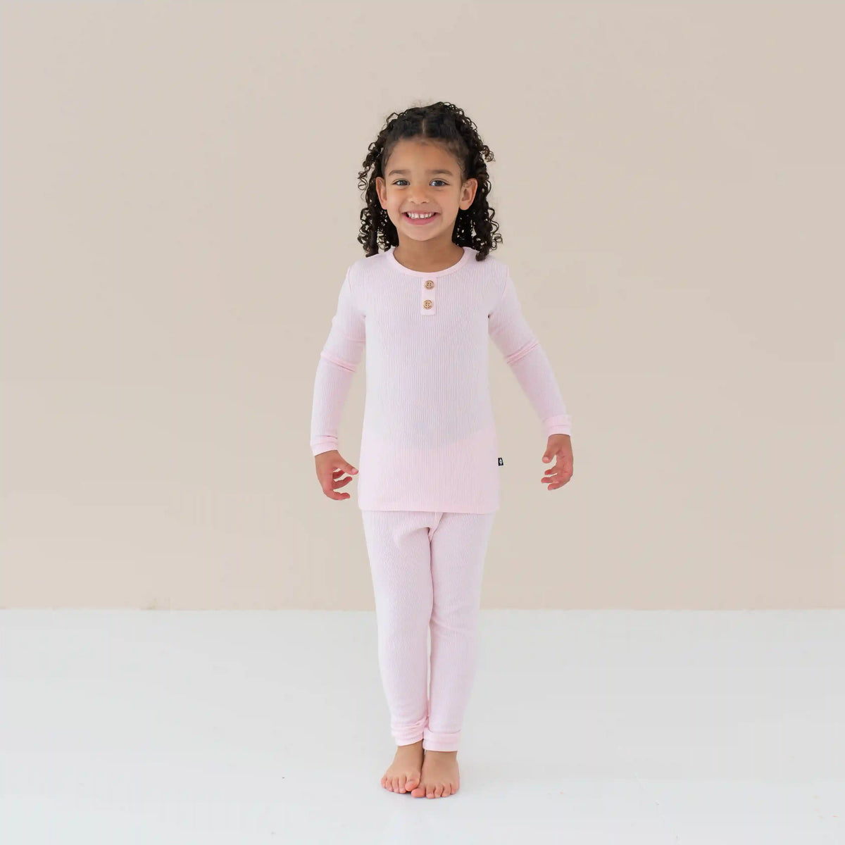Ribbed Henley Set in Sakura