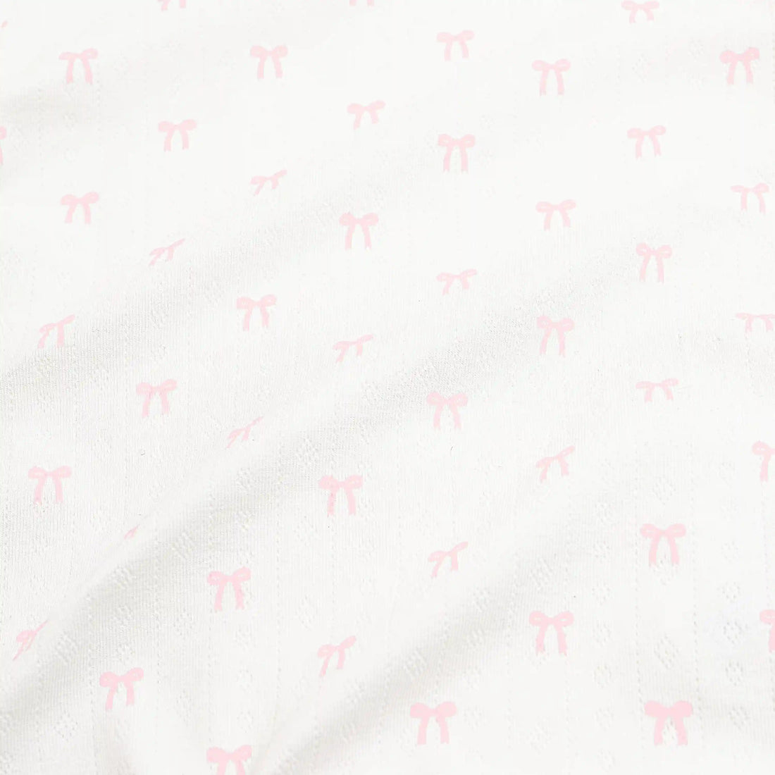 Pointelle Short Sleeve Set in Sweet Pink Bow