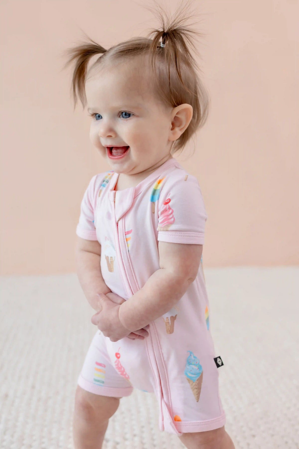 Zipper Shortall Romper in Sakura Ice Cream
