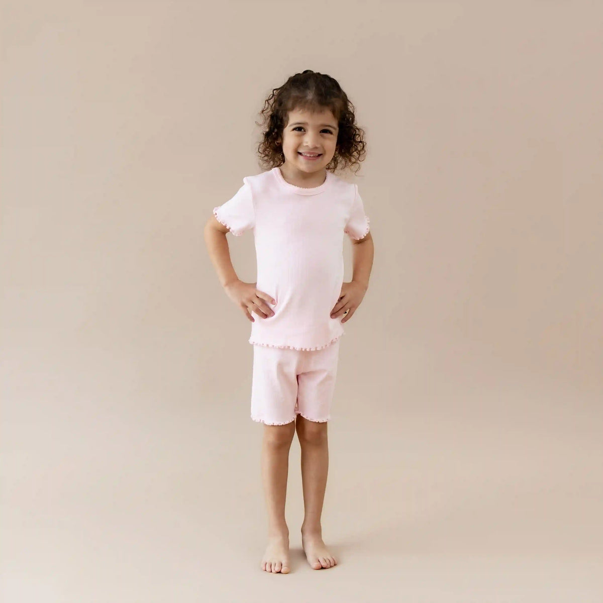 Pointelle Short Sleeve Set in Sakura
