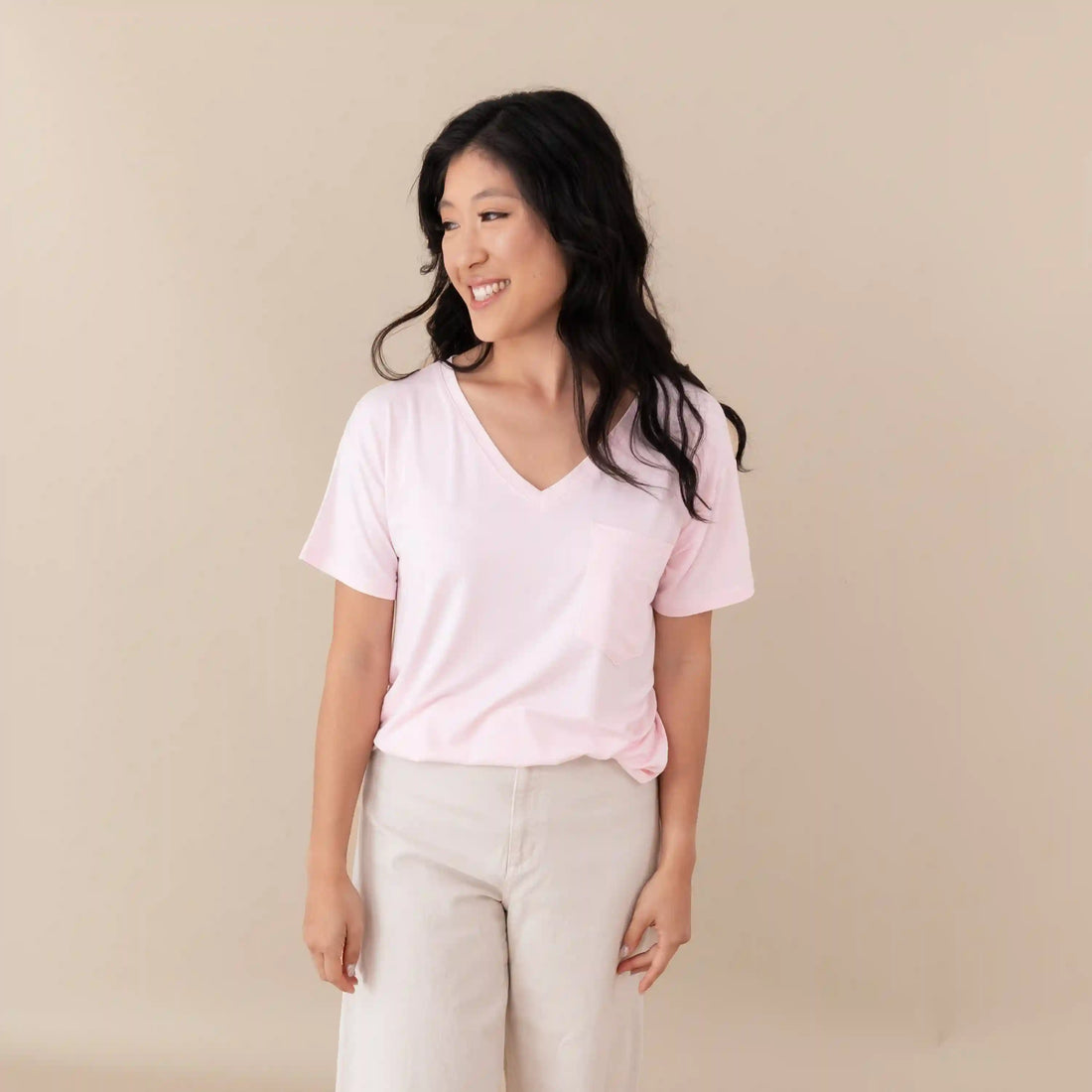 Women's Oversized V-Neck Tee in Sakura