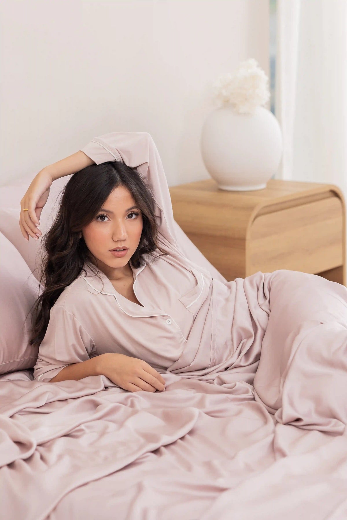 Bamboo Sateen Sheet Set in Rose Quartz