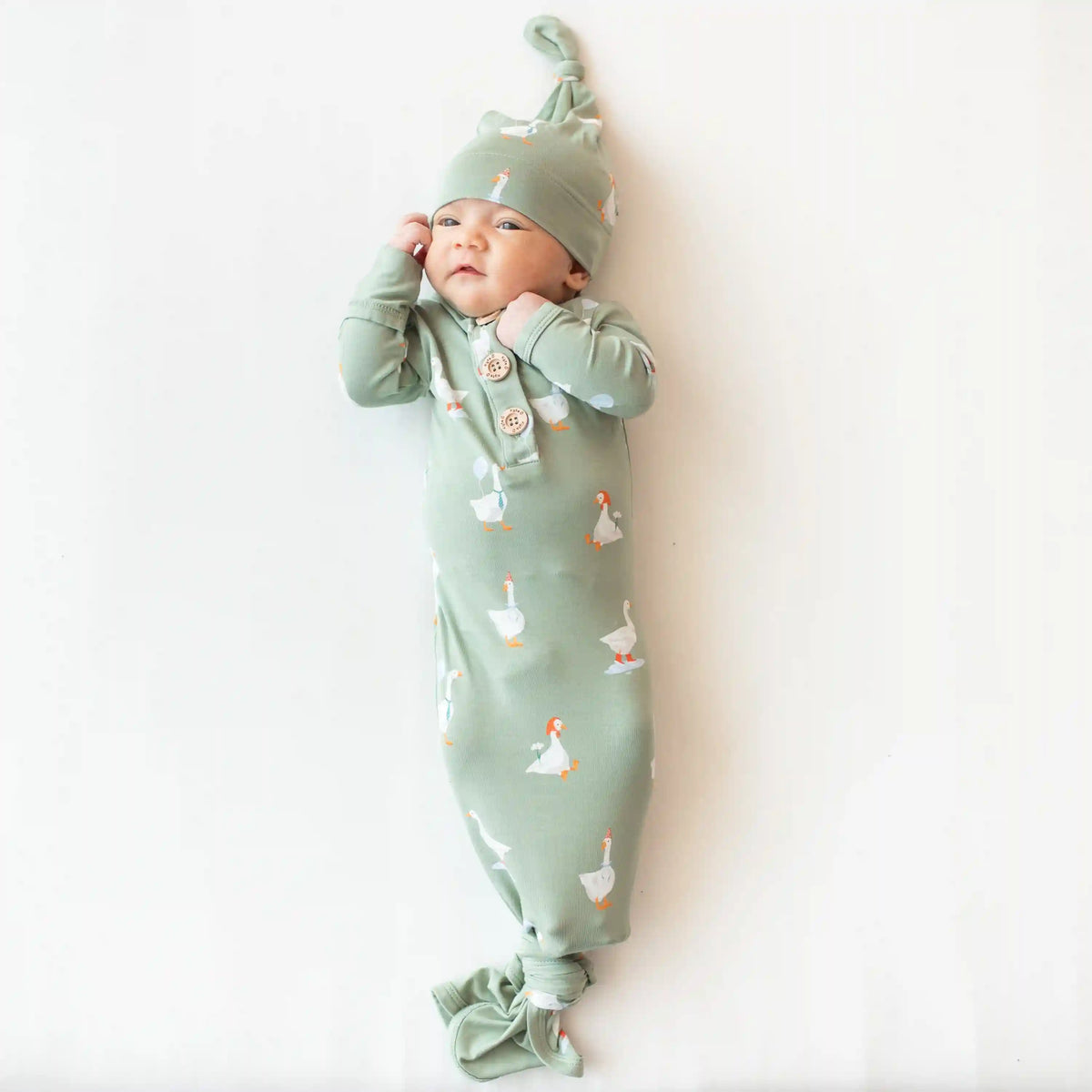 Knotted Day Gown with Hat Set in Silly Goose