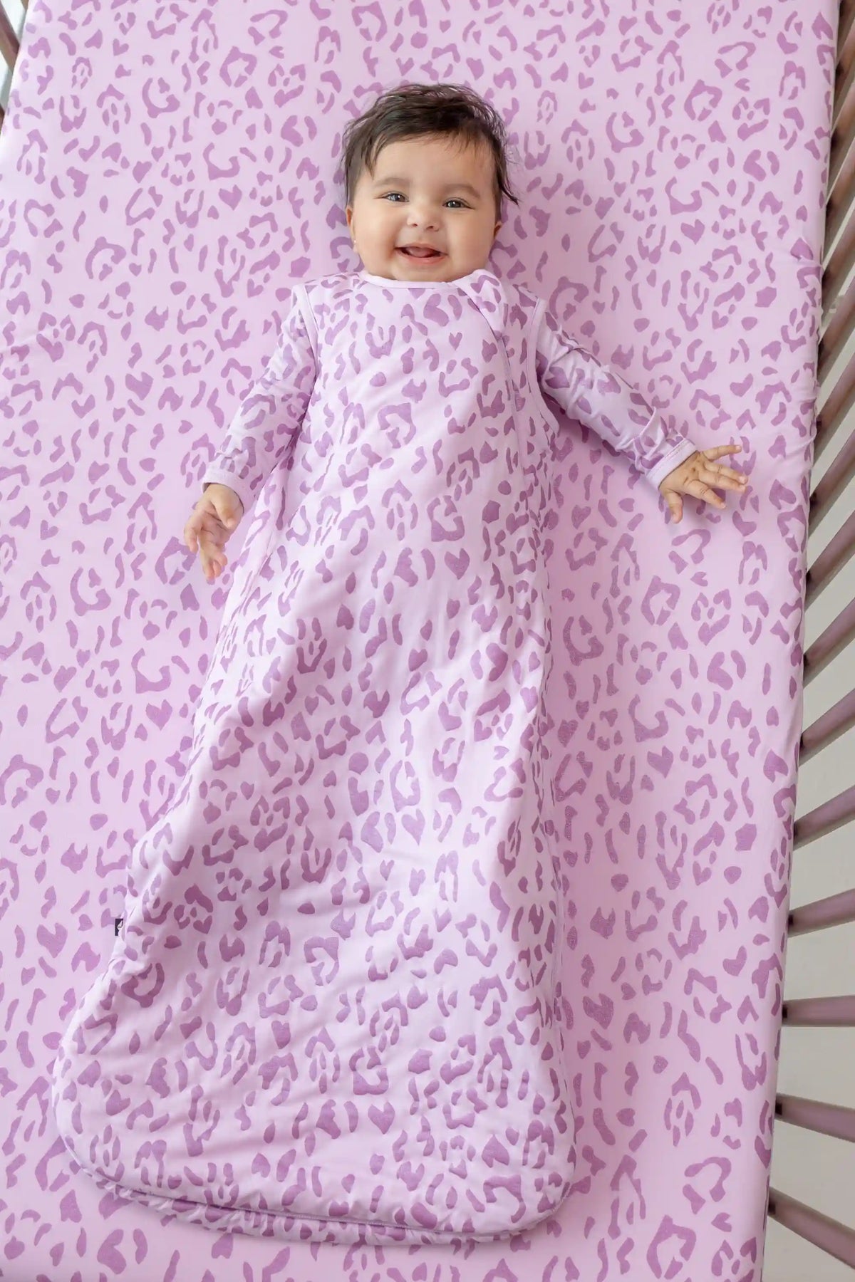 Crib Sheet in Thistle Leopard