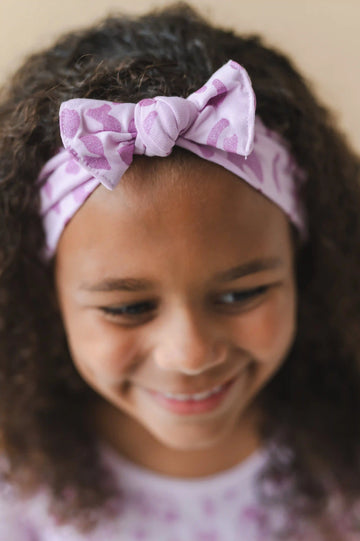 Knotted Bow Headband in Thistle Leopard