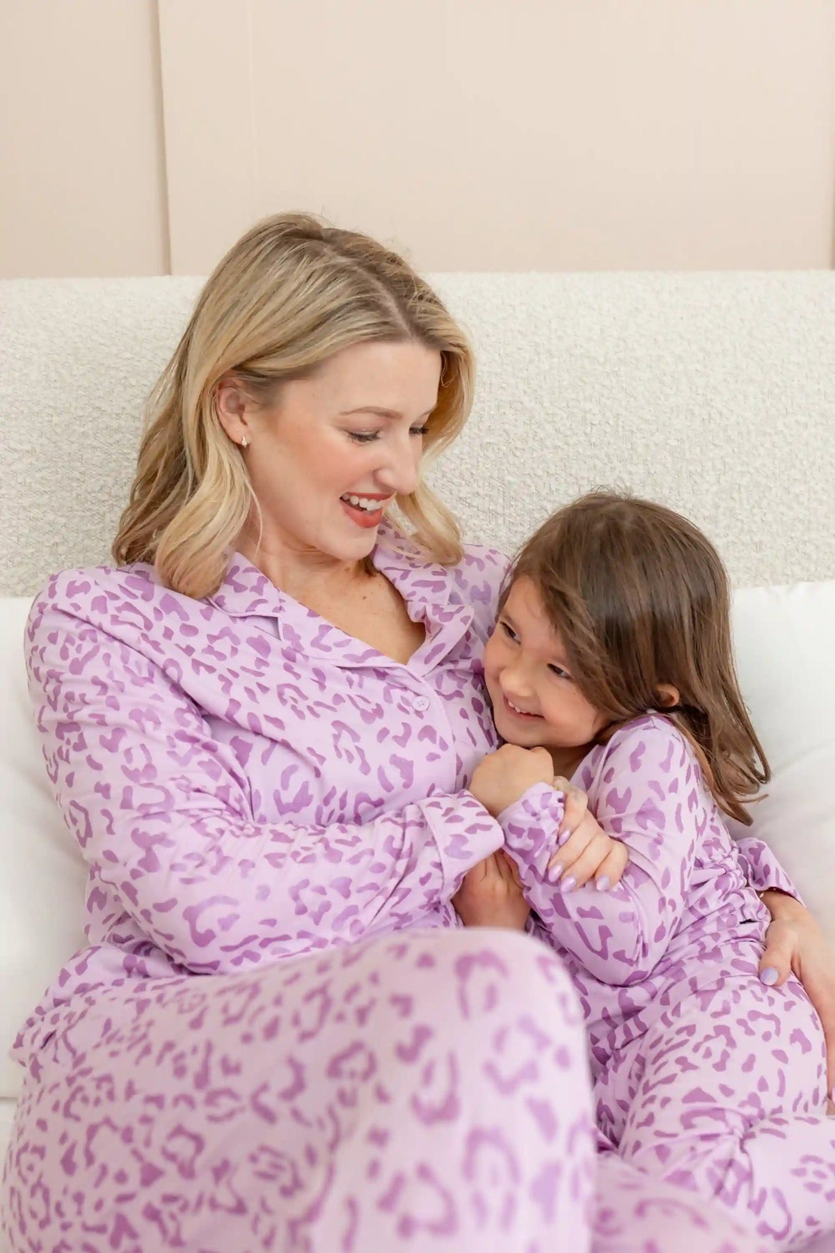 Long Sleeve Pajamas in Thistle Leopard