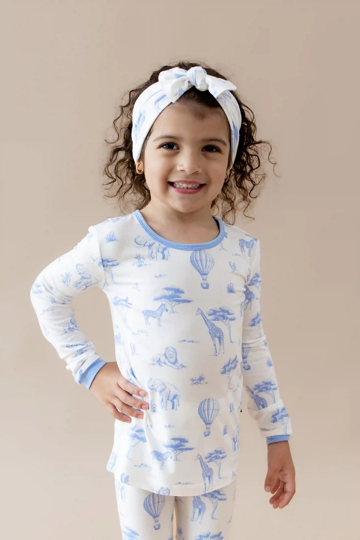 Long Sleeve Pajamas in Toile Safari
