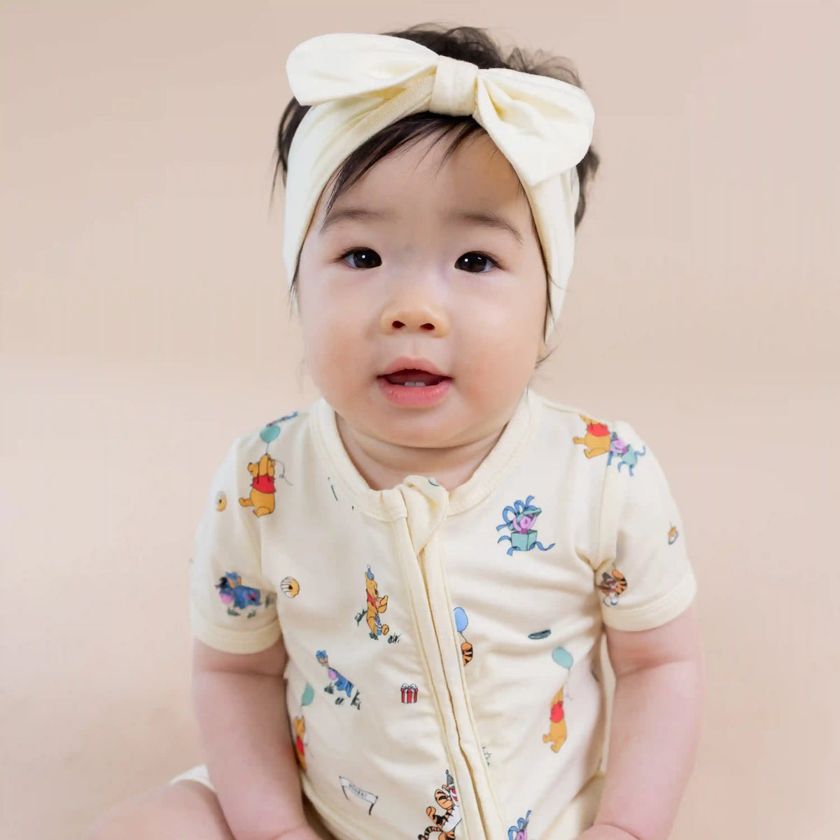 Zipper Shortall Romper in Winnie the Pooh Celebration