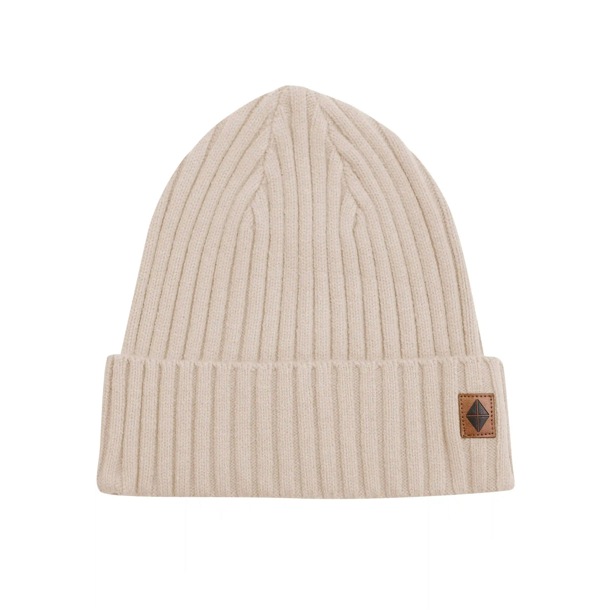 Chunky Knit Adult Ribbed Beanie in Almond