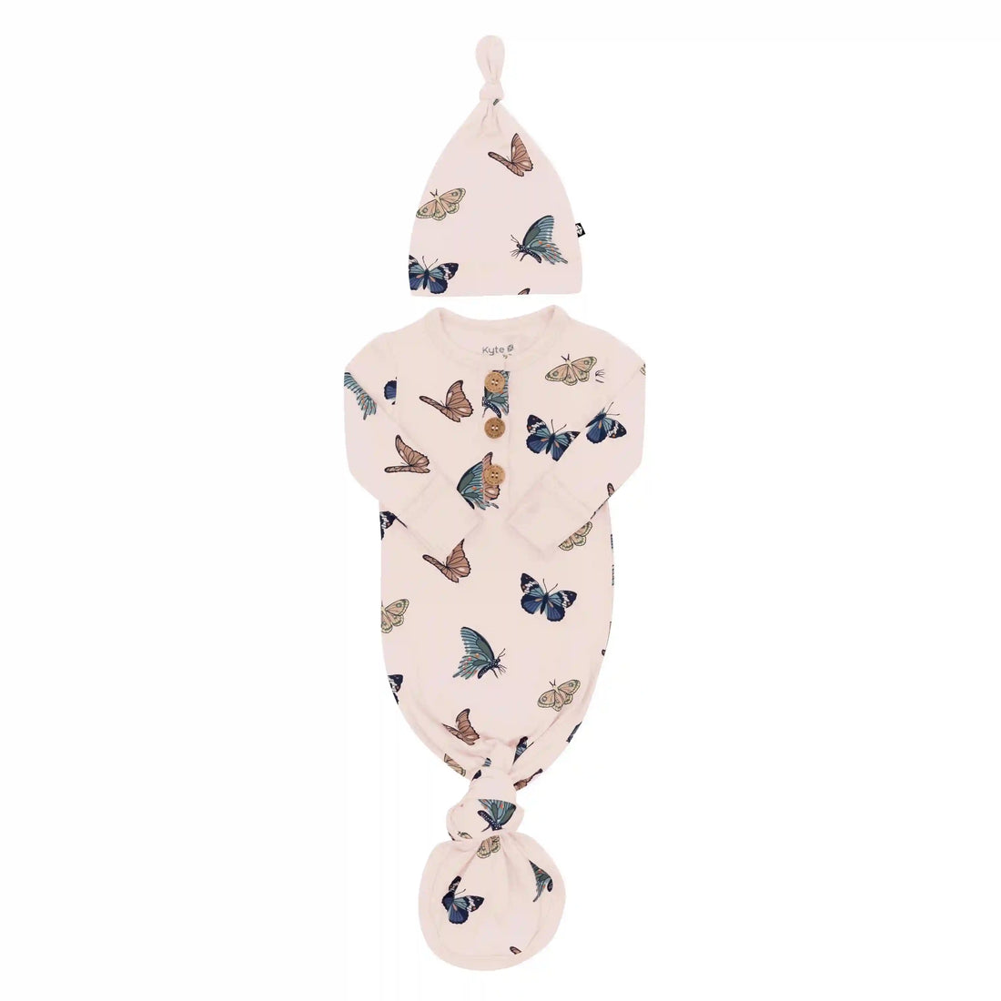 Knotted Day Gown with Hat Set in Blush Butterfly