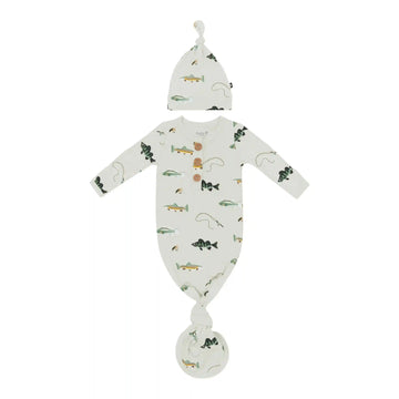 Knotted Day Gown with Hat Set Set in Fishing