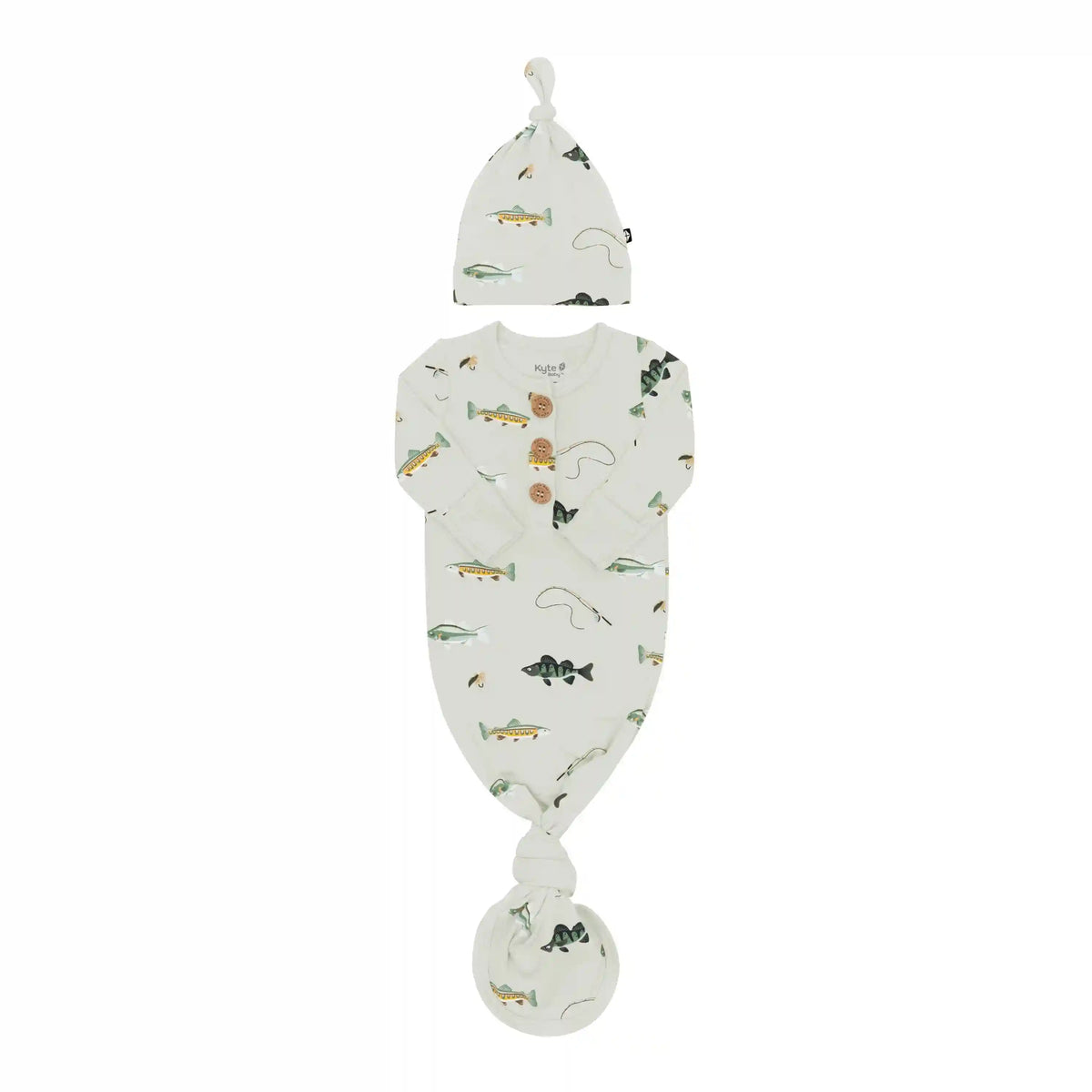 Knotted Day Gown with Hat Set Set in Fishing