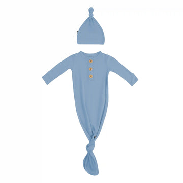 Knotted Day Gown with Hat Set in Slate