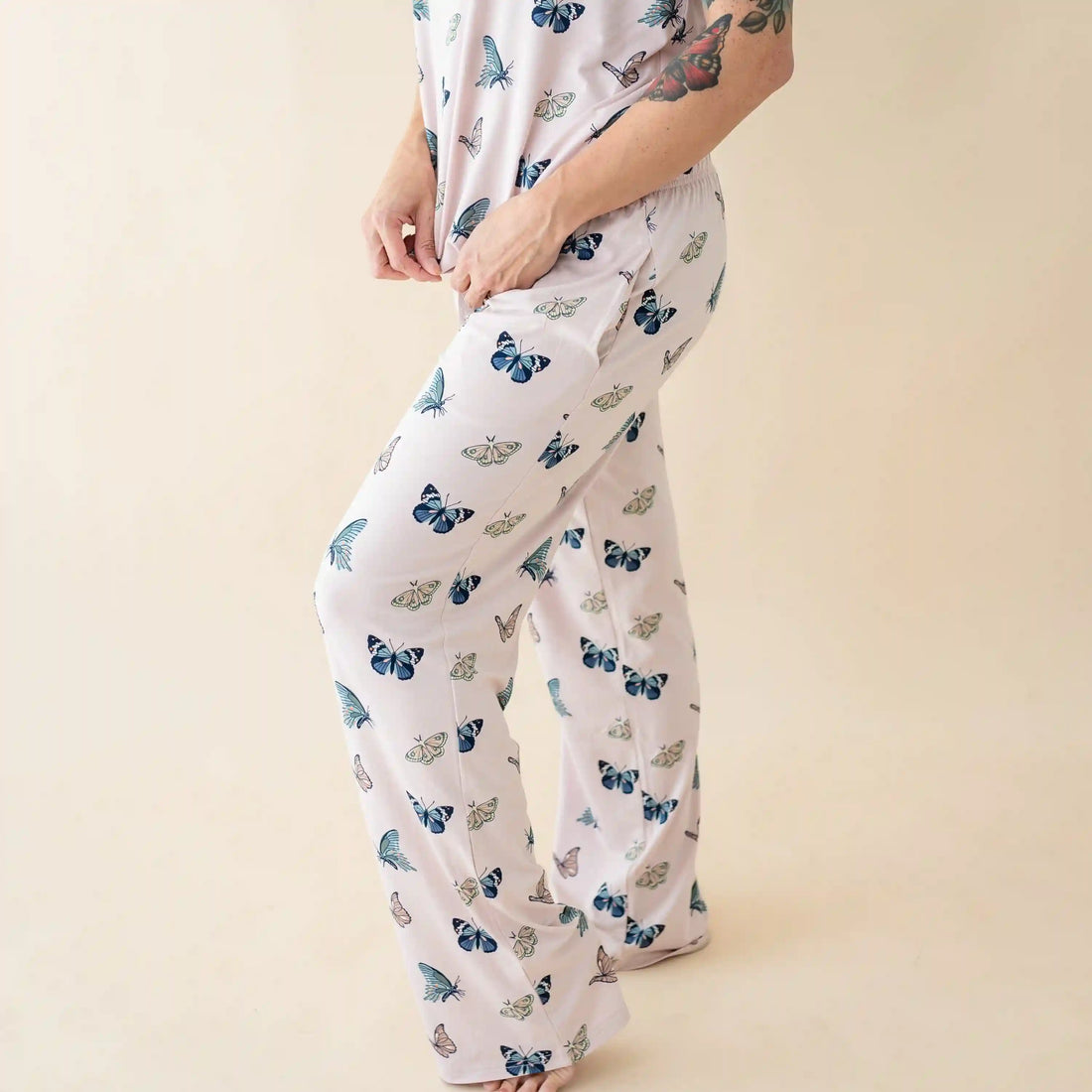 Women's Lounge Pants in Blush Butterfly
