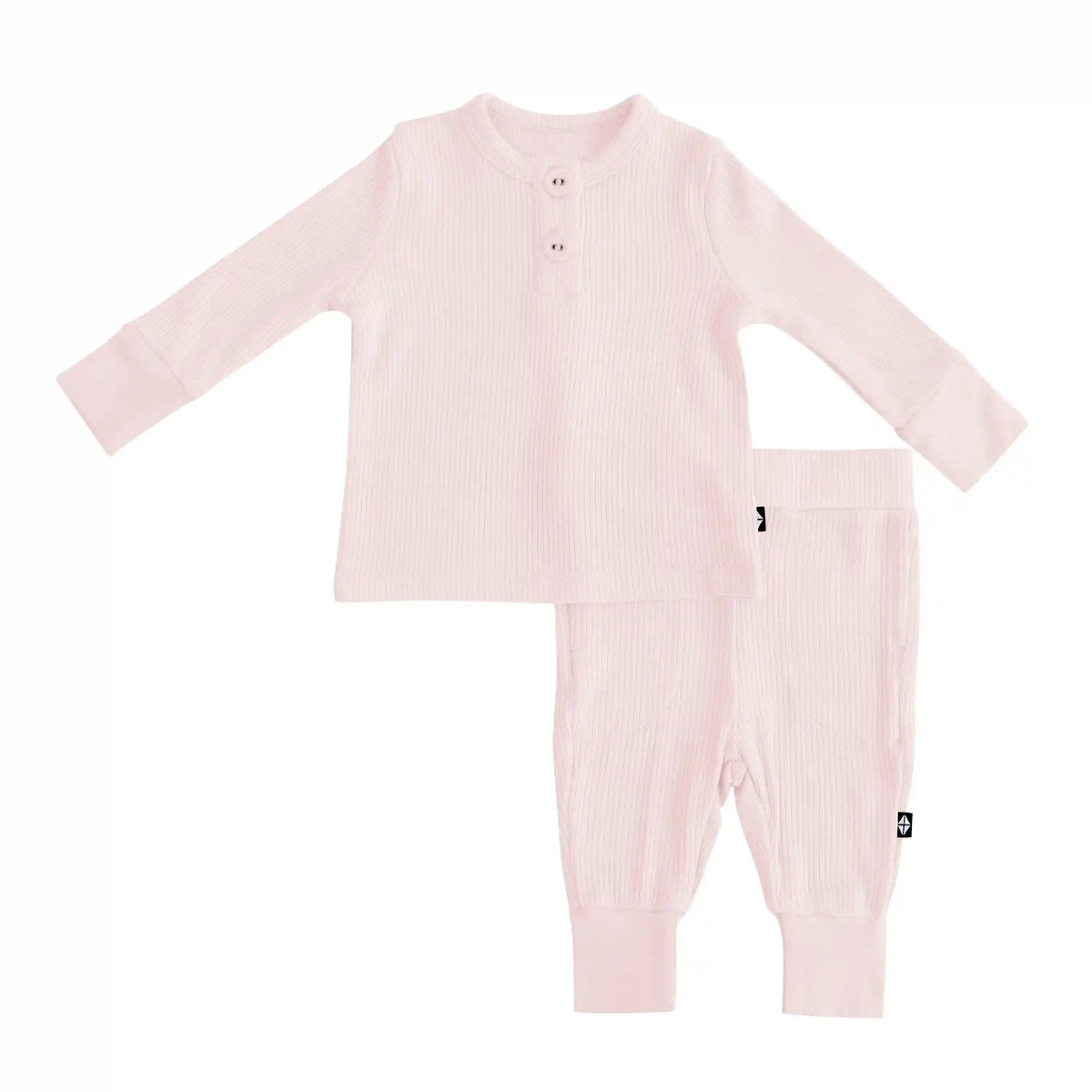 Ribbed Infant Henley Set in Blush