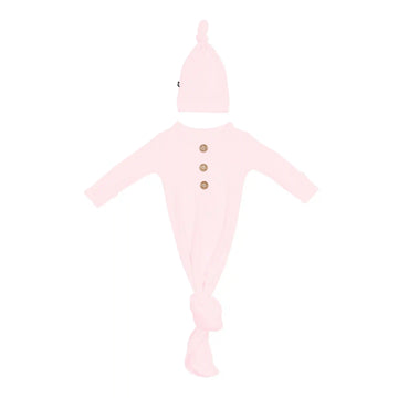 Ribbed Knotted Day Gown with Hat Set in Sakura