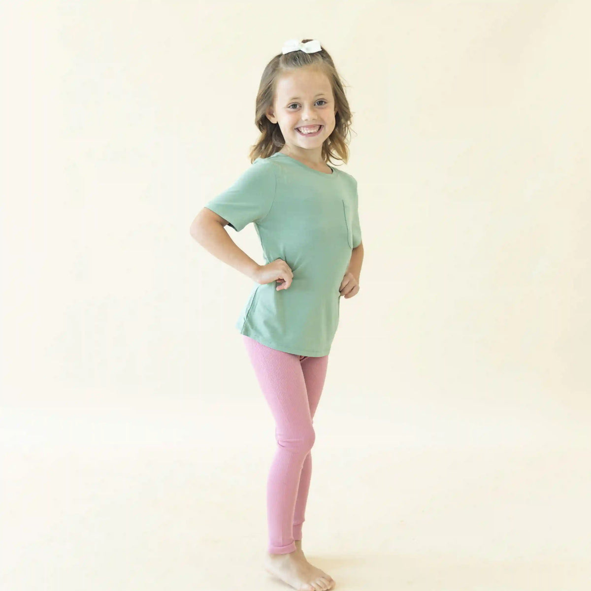 Ribbed Leggings in Apple Blossom