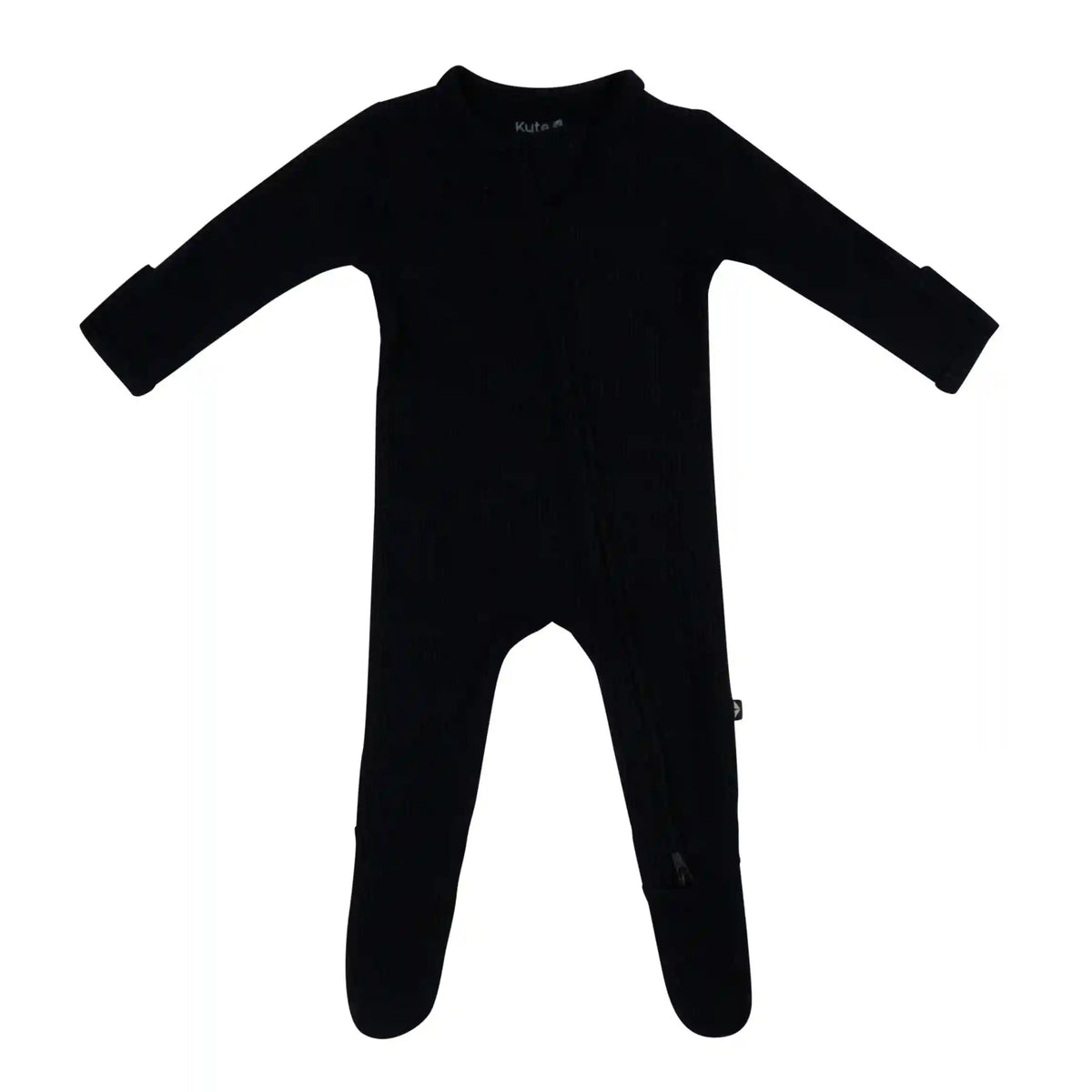 Ribbed Zipper Footie in Midnight