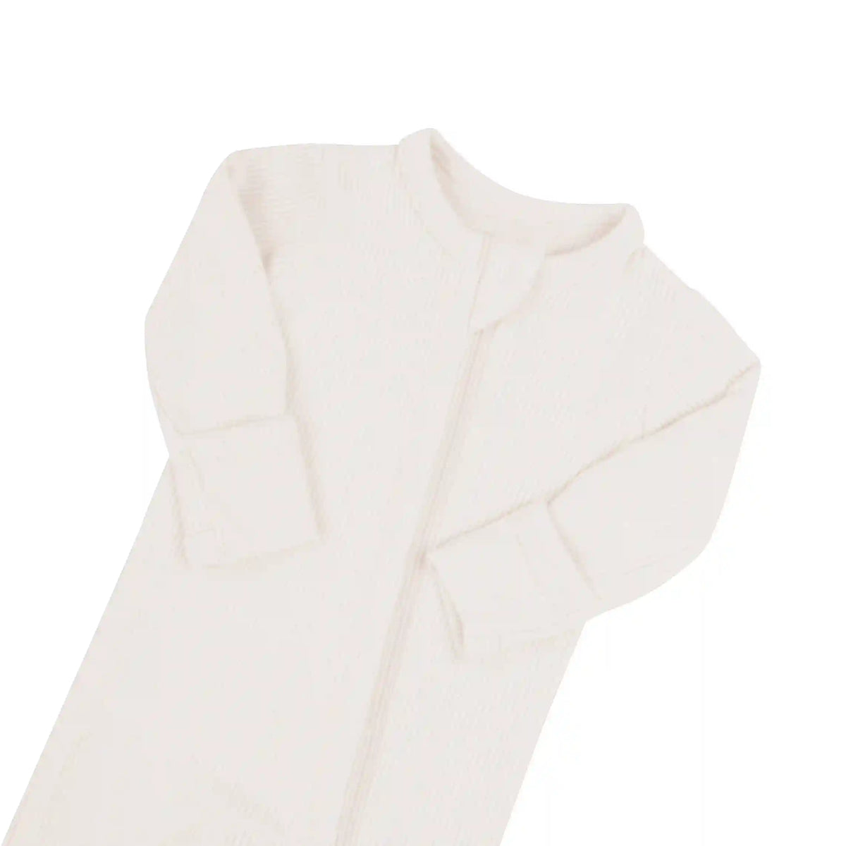 Ribbed Zipper Footie in Oat