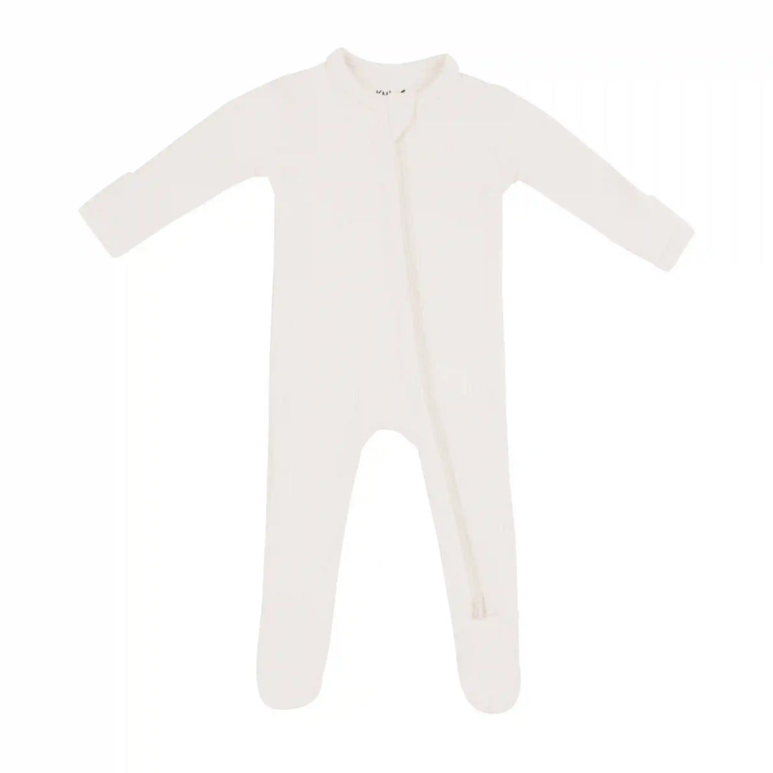 Ribbed Zipper Footie in Oat