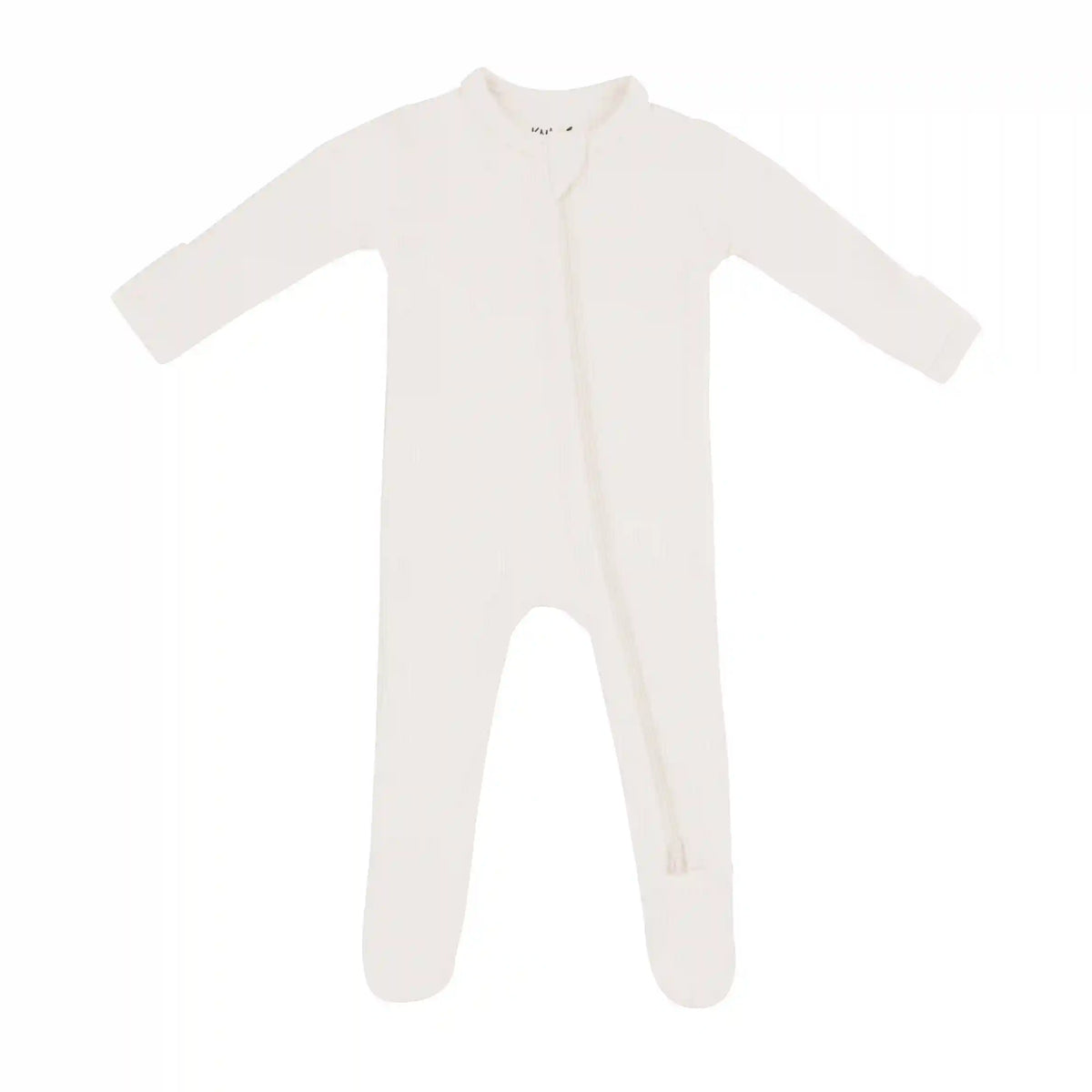 Ribbed Zipper Footie in Oat