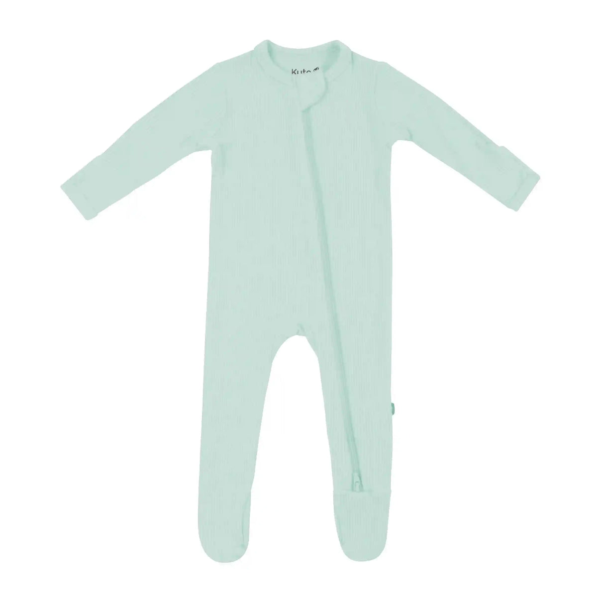 Ribbed Zipper Footie in Sage