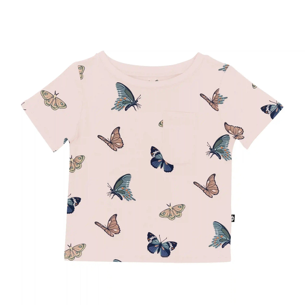 Toddler Crew Neck Tee in Blush Butterfly