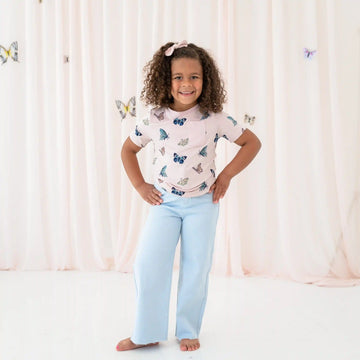 Toddler Crew Neck Tee in Blush Butterfly